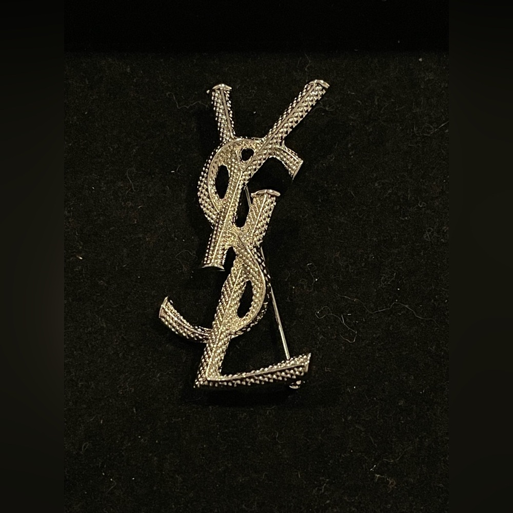 Fashion Jewelry Stamped Silver Monogram Brooch